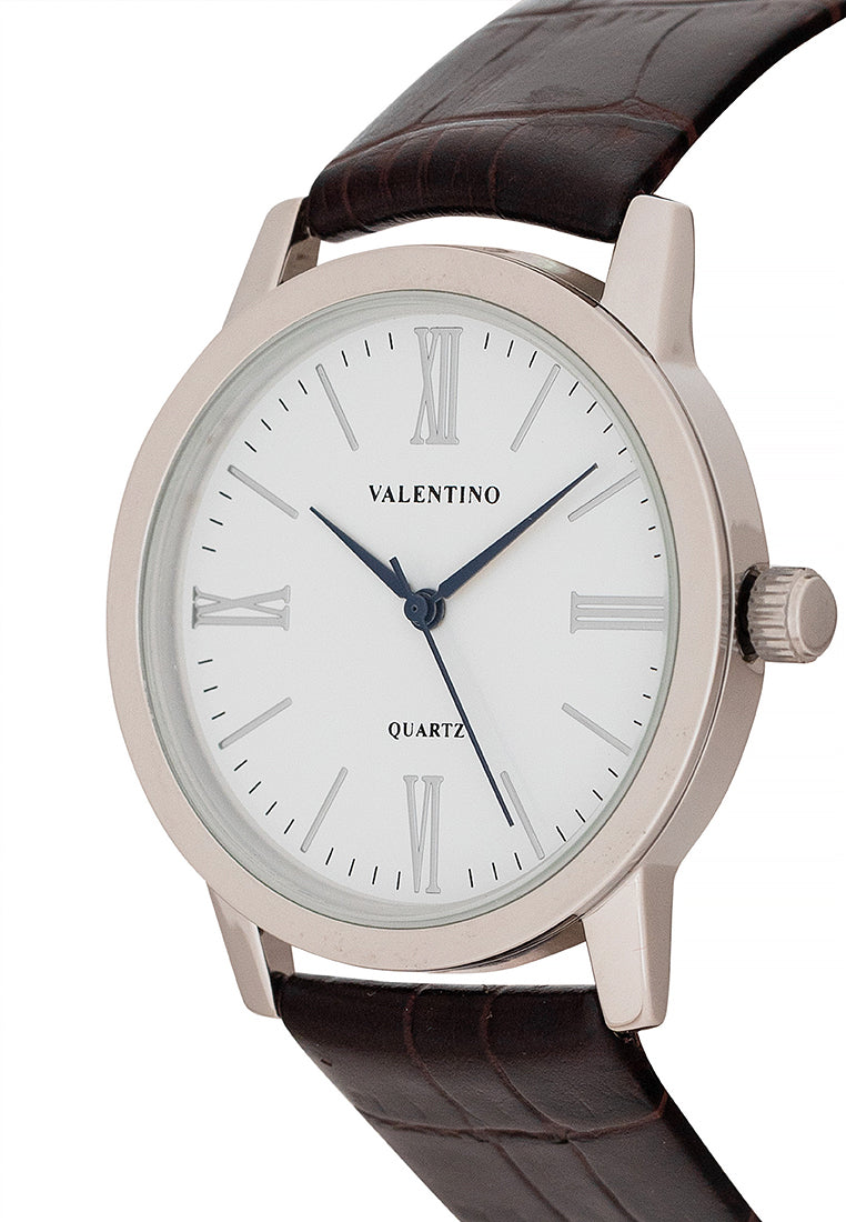Valentino 20122367-WHITE DIAL Analog Leather Strap Watch for Men-Watch Portal Philippines