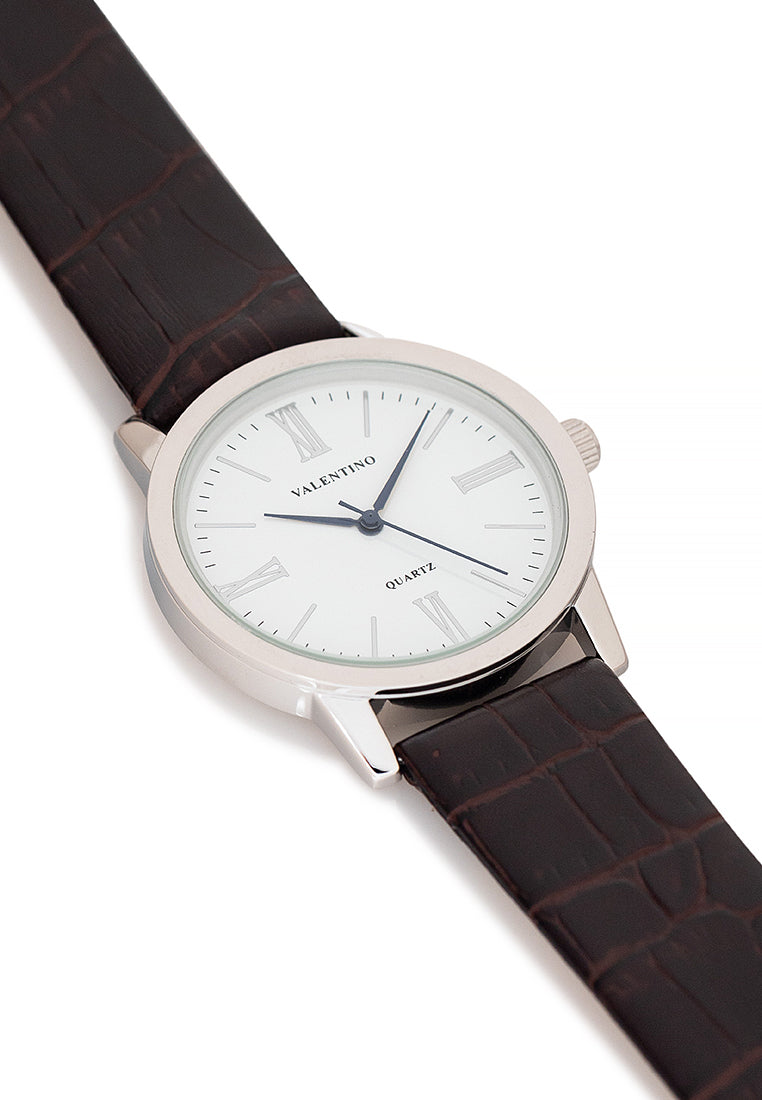 Valentino 20122367-WHITE DIAL Analog Leather Strap Watch for Men-Watch Portal Philippines