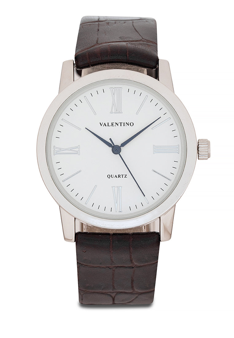 Valentino 20122367-WHITE DIAL Analog Leather Strap Watch for Men-Watch Portal Philippines