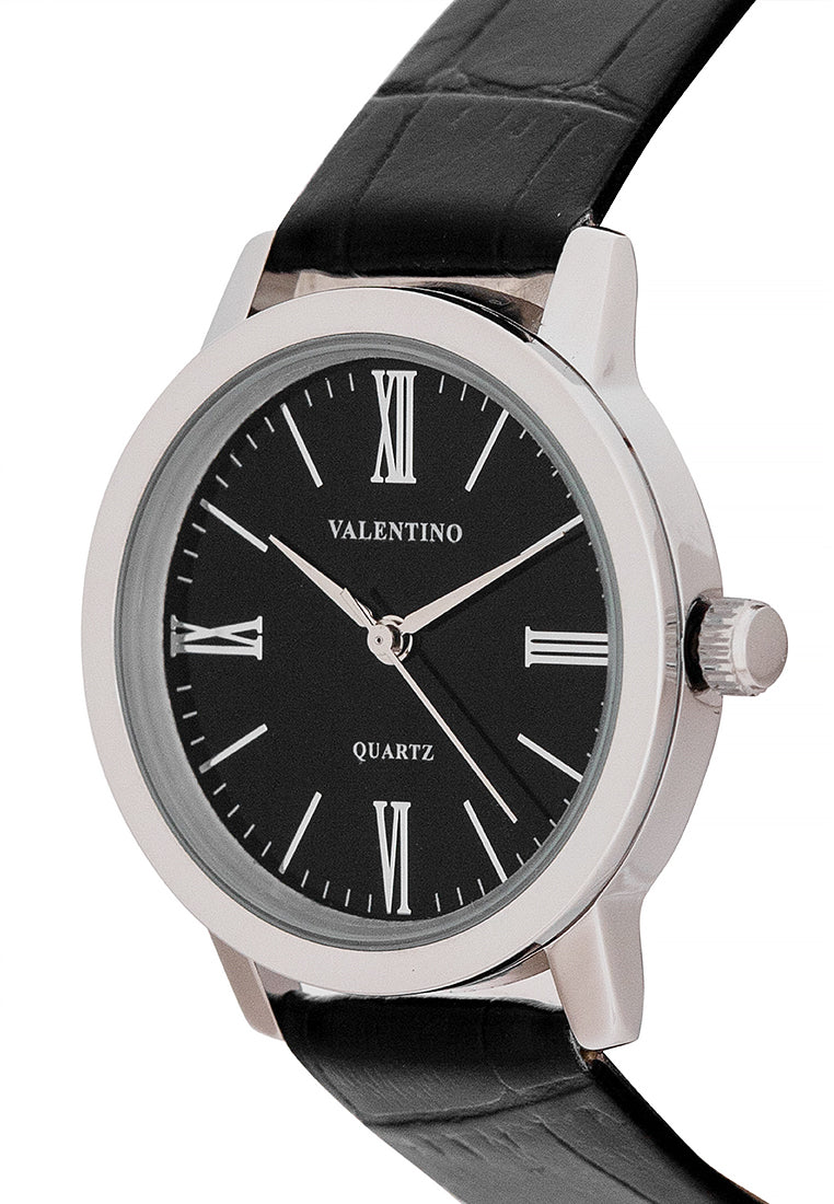 Valentino 20122368-BLACK DIAL Analog Leather Strap Watch for Women-Watch Portal Philippines