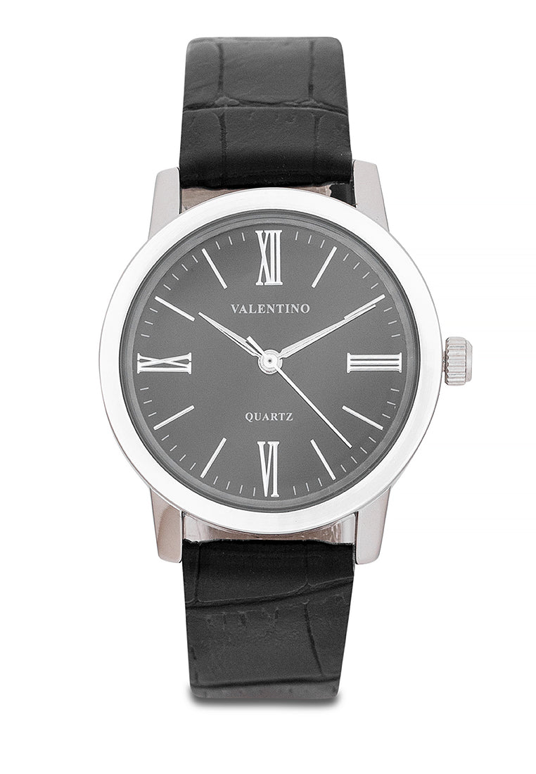Valentino 20122368-BLACK DIAL Analog Leather Strap Watch for Women-Watch Portal Philippines