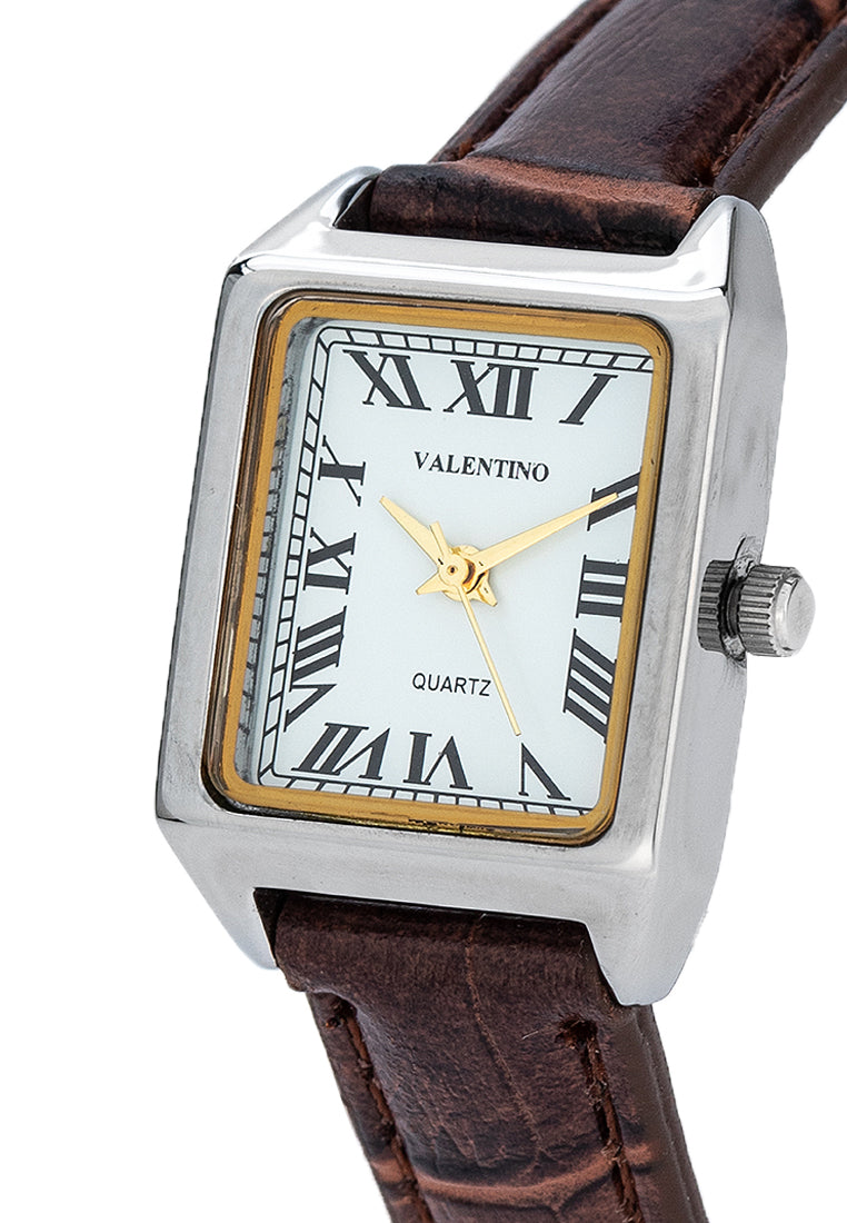 Valentino 20122376-BRWN STRAP - GOLD DIAL Leather Strap Analog Watch for Women-Watch Portal Philippines