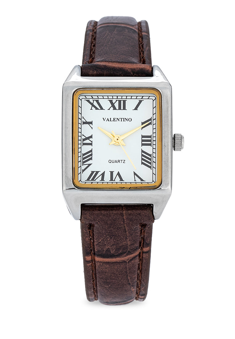 Valentino 20122376-BRWN STRAP - GOLD DIAL Leather Strap Analog Watch for Women-Watch Portal Philippines