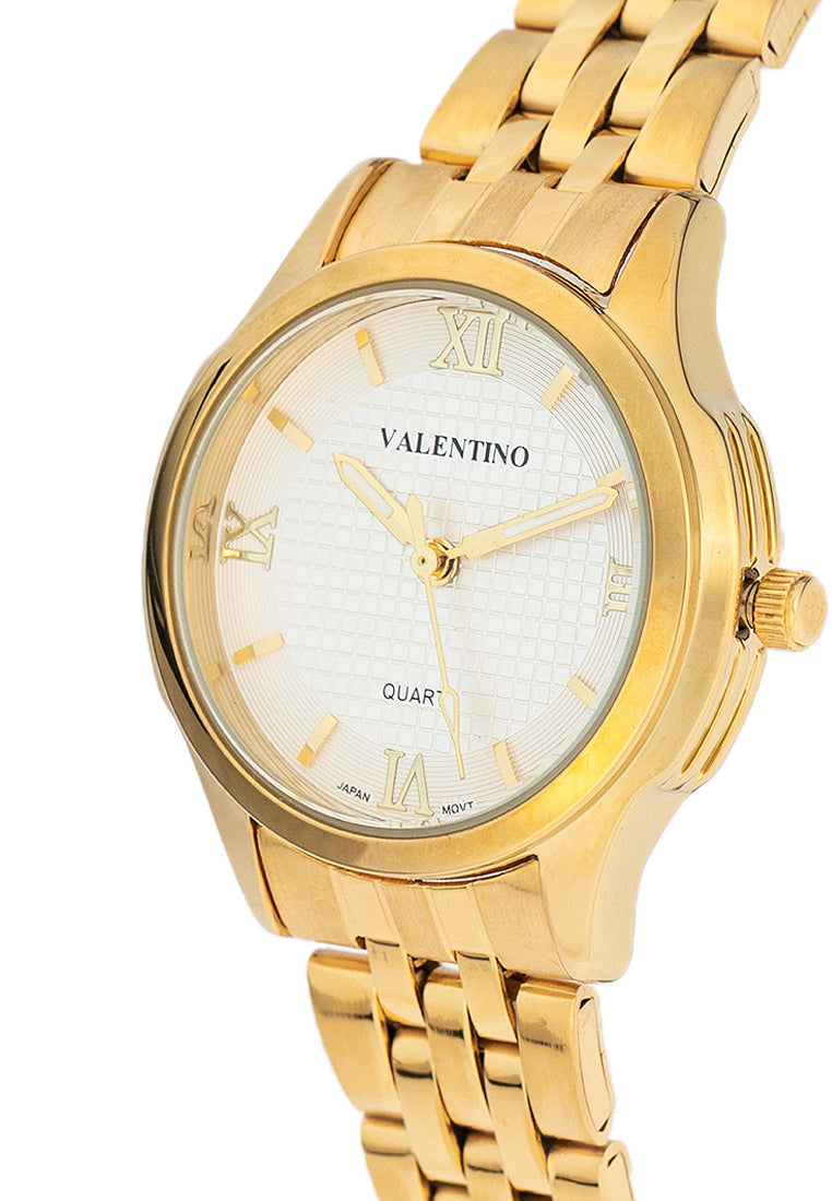 Valentino 20122377-GOLD - WHITE DIAL Stainless Steel Strap Analog Watch for Women-Watch Portal Philippines