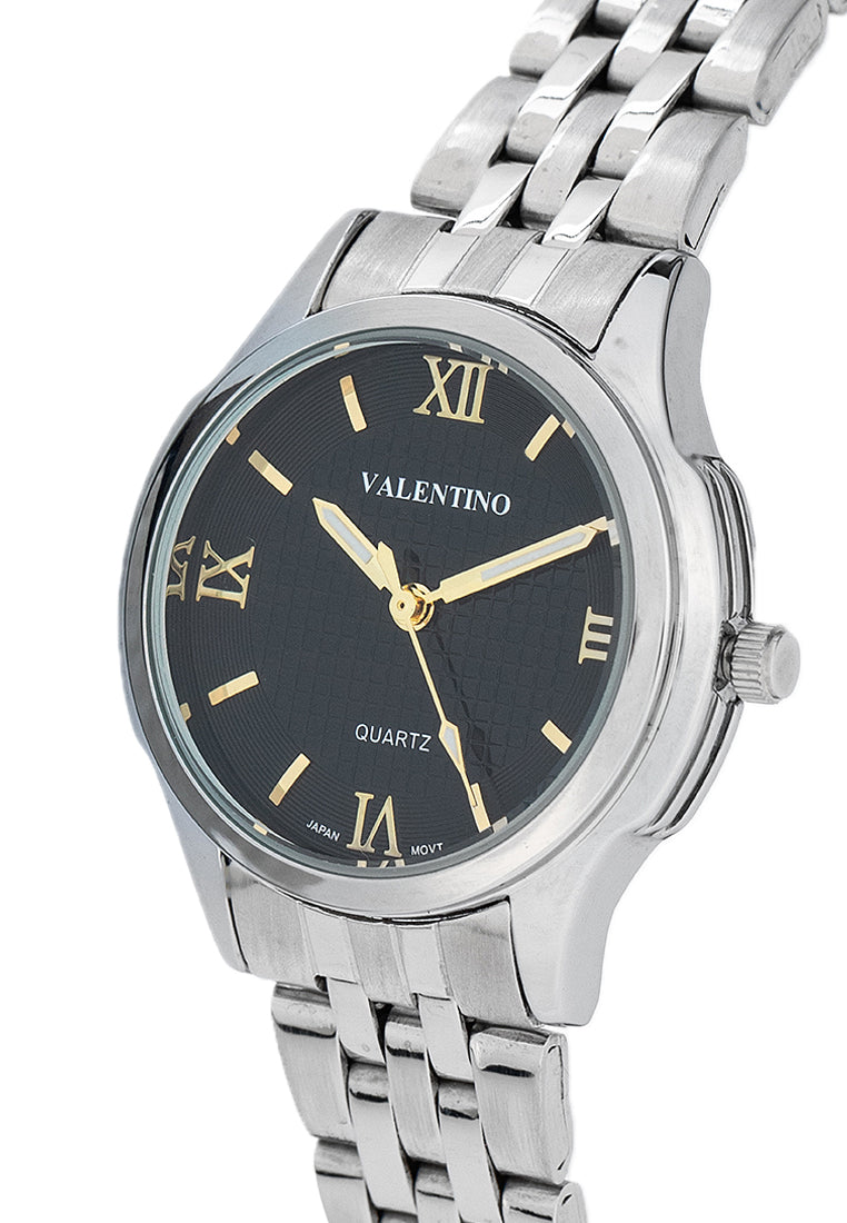 Valentino 20122378-BLACK DIAL Stainless Steel Strap Analog Watch for Women-Watch Portal Philippines