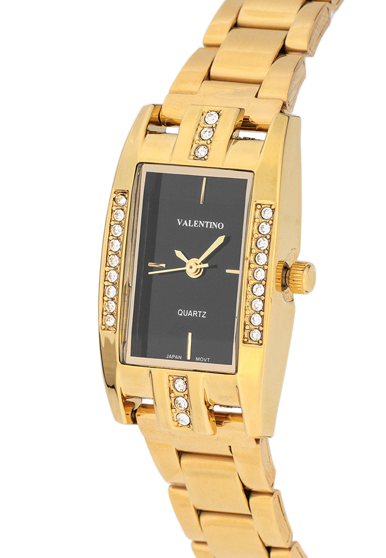 Valentino 20122382-BLACK DIAL Stainless Steel Strap Analog Watch for Women-Watch Portal Philippines