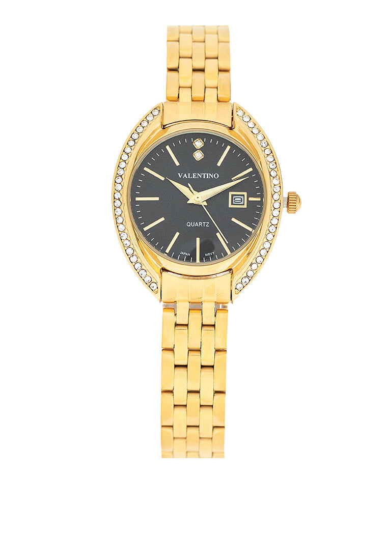 Valentino 20122385-BLACK DIAL Stainless Steel Strap Analog Watch for Women-Watch Portal Philippines