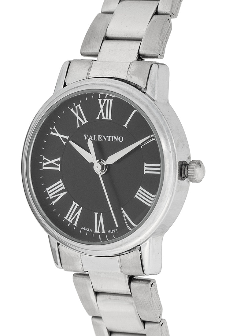 Valentino 20122388-BLACK DIAL Stainless Steel Strap Analog Watch for Women-Watch Portal Philippines