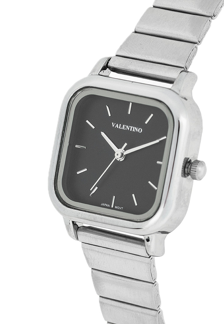 Valentino 20122391-BLACK DIAL Stainless Steel Strap Analog Watch for Women-Watch Portal Philippines