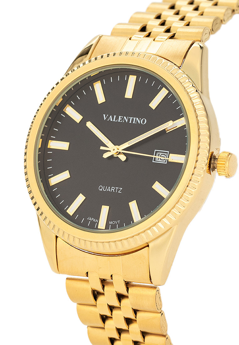 Valentino 20122392-BLACK DIAL Stainless Steel Strap Analog Watch for Men-Watch Portal Philippines