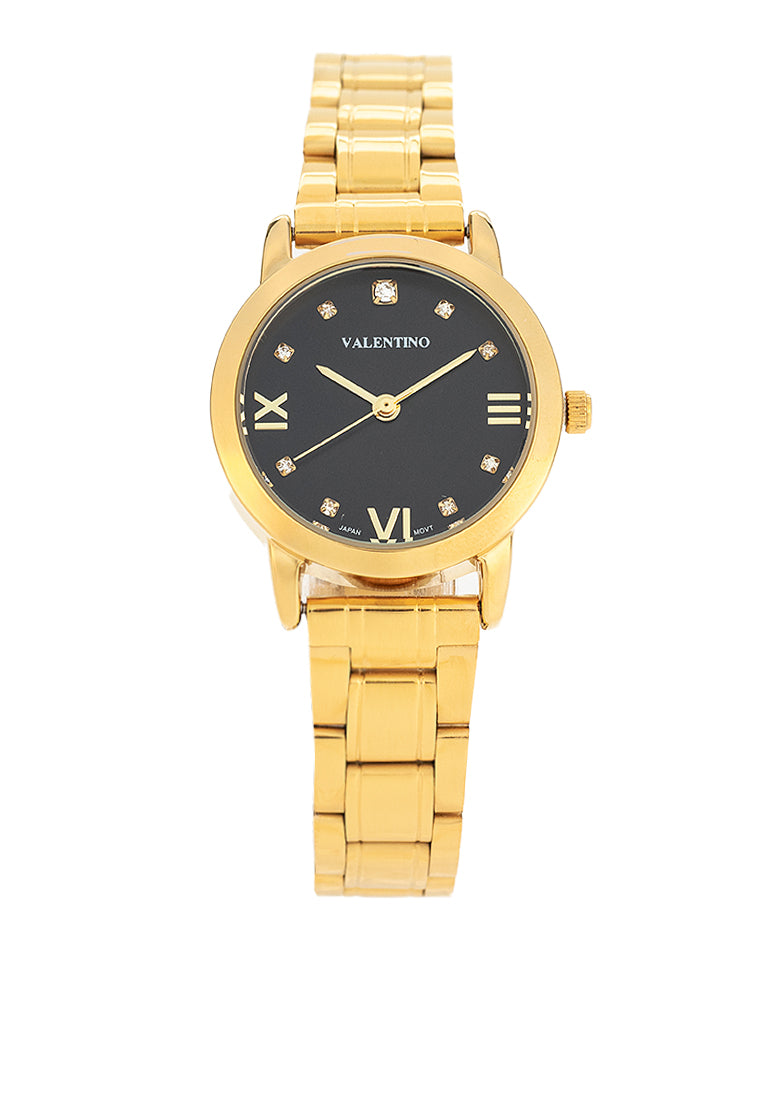 Valentino 20122394-BLACK DIAL Stainless Steel Strap Analog Watch for Women-Watch Portal Philippines