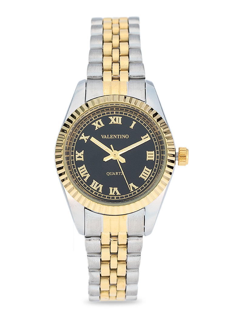 Valentino 20122403-TWO TONE-BLACK DIAL Stainless Steel Strap Analog Watch for Women-Watch Portal Philippines