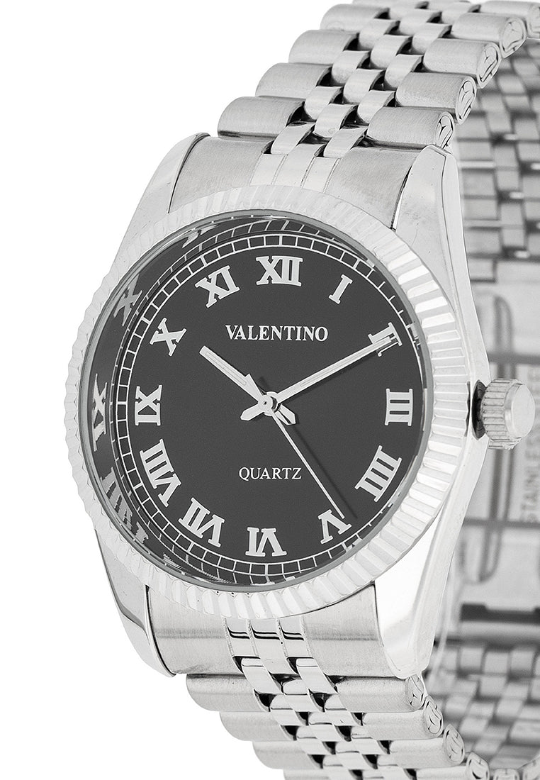 Valentino 20122404-BLACK DIAL Stainless Steel Strap Analog Watch for Men-Watch Portal Philippines