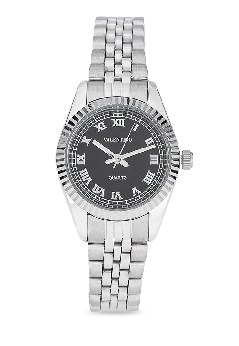 Valentino 20122405-BLACK DIAL Stainless Steel Strap Analog Watch for Women-Watch Portal Philippines