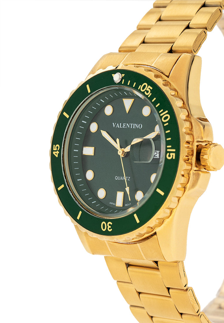Valentino 20122409-GOLD - GREEN DIAL Stainless Steel Strap Analog Watch for Men-Watch Portal Philippines