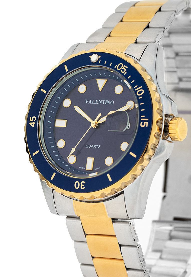 Valentino 20122409-TWO TONE - BLUE DIAL Stainless Steel Strap Analog Watch for Men-Watch Portal Philippines