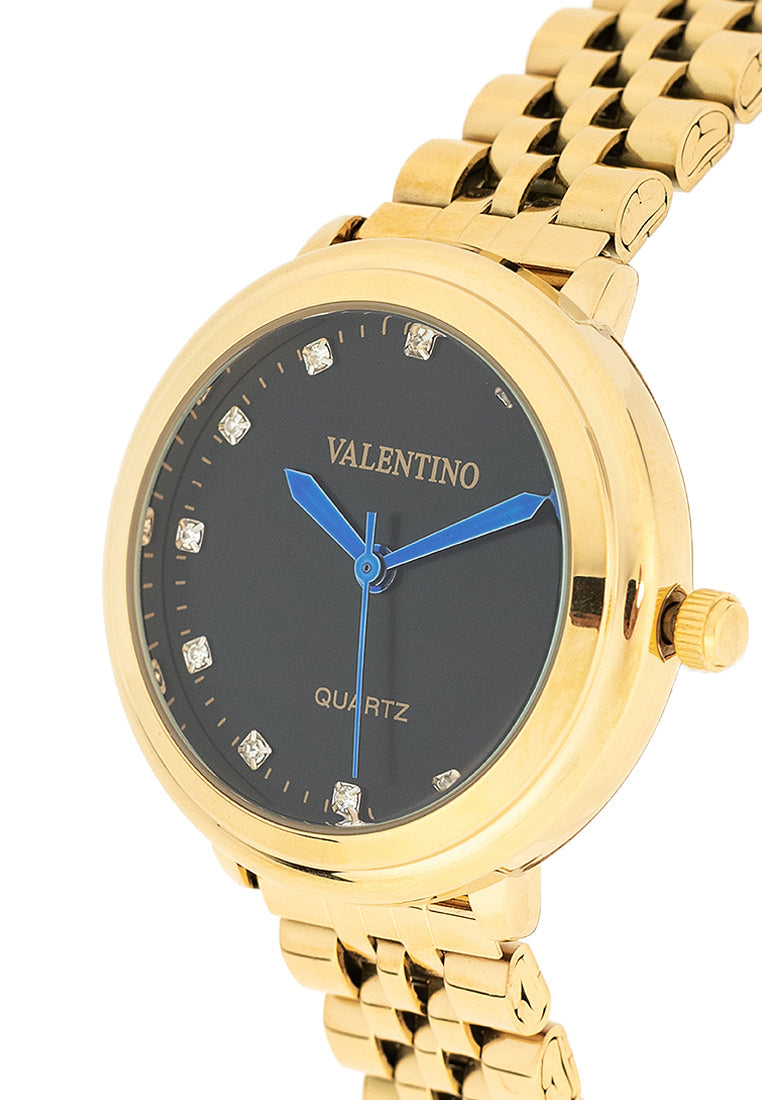 Valentino 20122428-BLACK DIAL Stainless Steel Strap Analog Watch for Women-Watch Portal Philippines