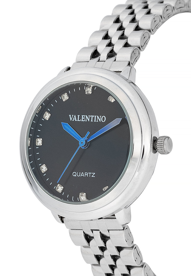 Valentino 20122429-BLACK DIAL Stainless Steel Strap Analog Watch for Women-Watch Portal Philippines