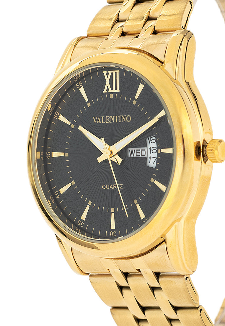 Valentino 20122437-BLACK DIAL Stainless Steel Strap Analog Watch for Men-Watch Portal Philippines