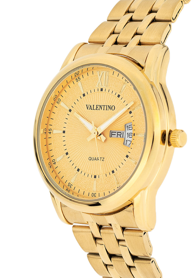 Valentino 20122437-GOLD DIAL Stainless Steel Strap Analog Watch for Men-Watch Portal Philippines