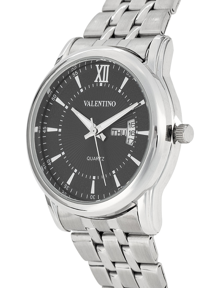 Valentino 20122438-BLACK DIAL Stainless Steel Strap Analog Watch for Men-Watch Portal Philippines
