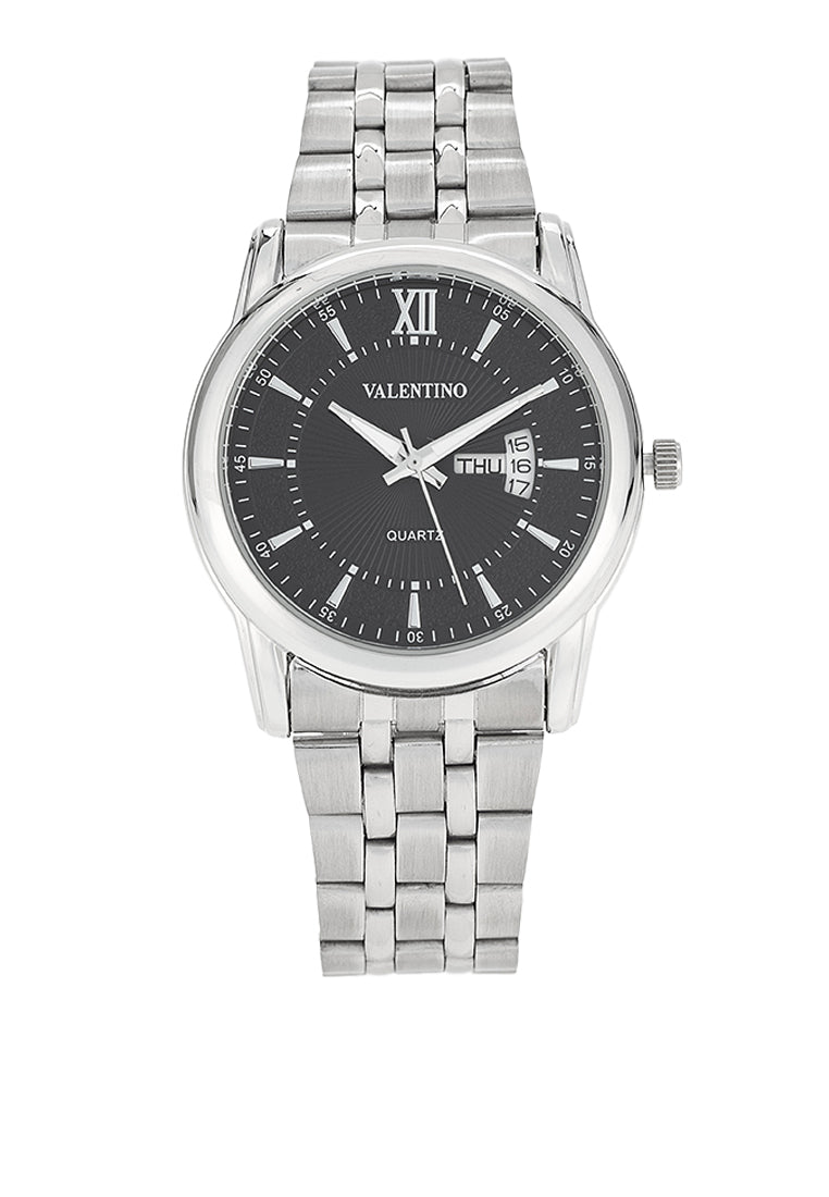 Valentino 20122438-BLACK DIAL Stainless Steel Strap Analog Watch for Men-Watch Portal Philippines