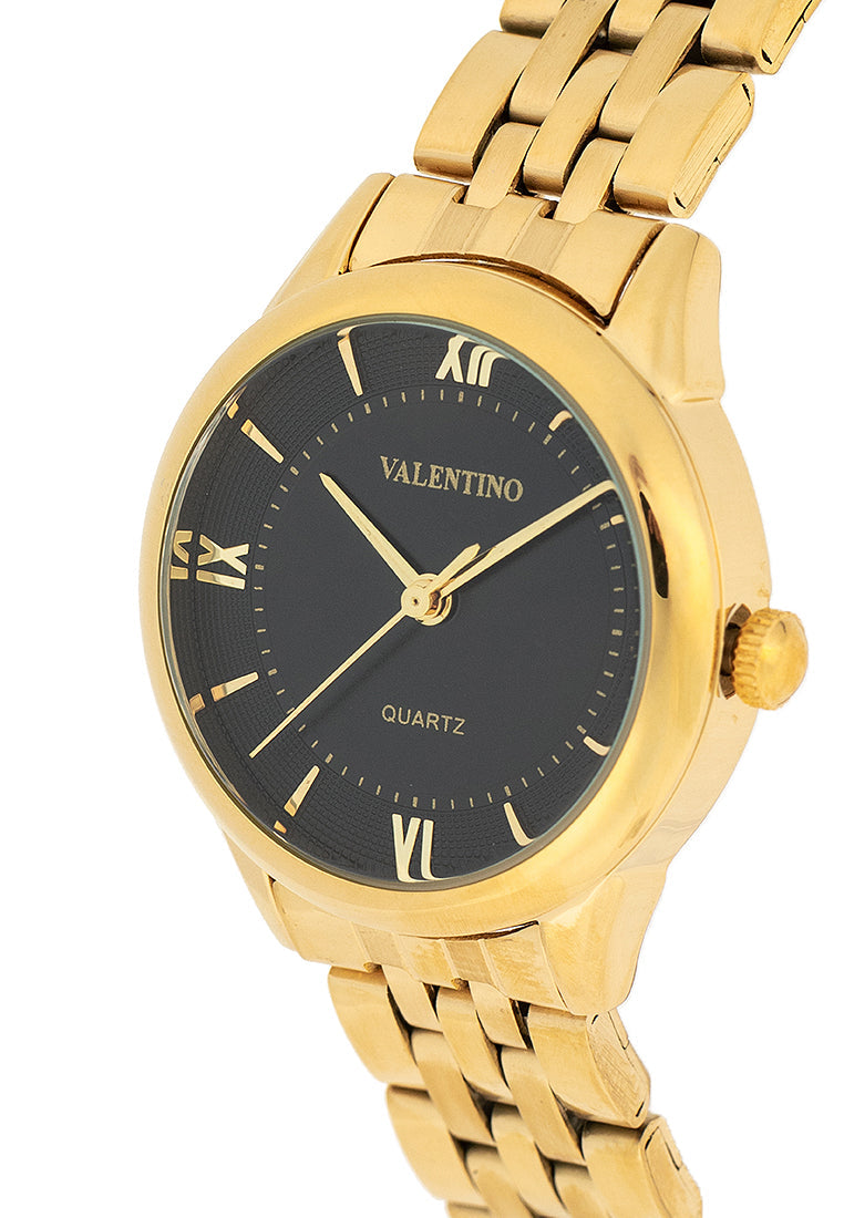 Valentino 20122440-BLACK DIAL Stainless Steel Strap Analog Watch for Women-Watch Portal Philippines
