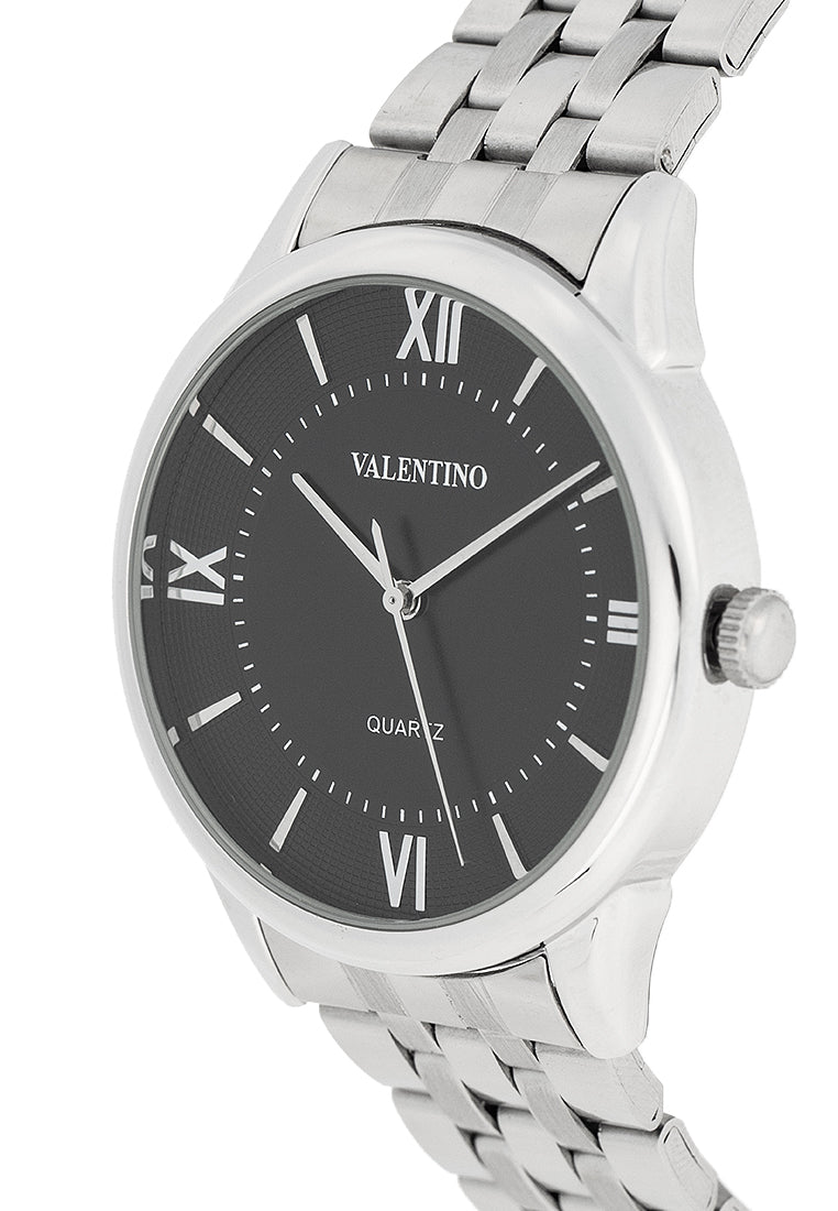 Valentino 20122441-BLACK DIAL Stainless Steel Strap Analog Watch for Men-Watch Portal Philippines