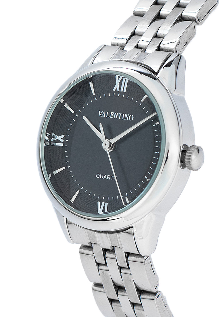 Valentino 20122442-BLACK DIAL Stainless Steel Strap Analog Watch for Women-Watch Portal Philippines