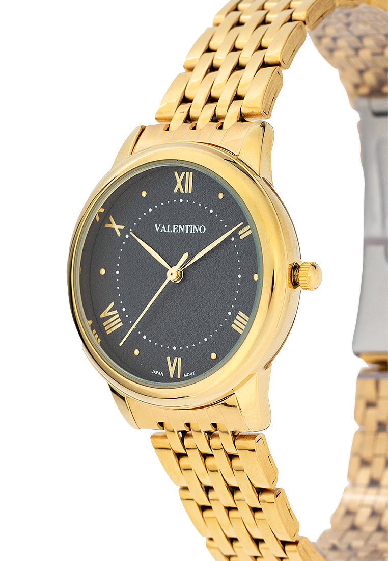 Valentino 20122445-BLACK DIAL Stainless Steel Strap Analog Watch for Women-Watch Portal Philippines