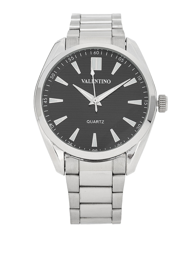 Valentino 20122458-BLACK DIAL Stainless Steel Strap Analog Watch for Men-Watch Portal Philippines