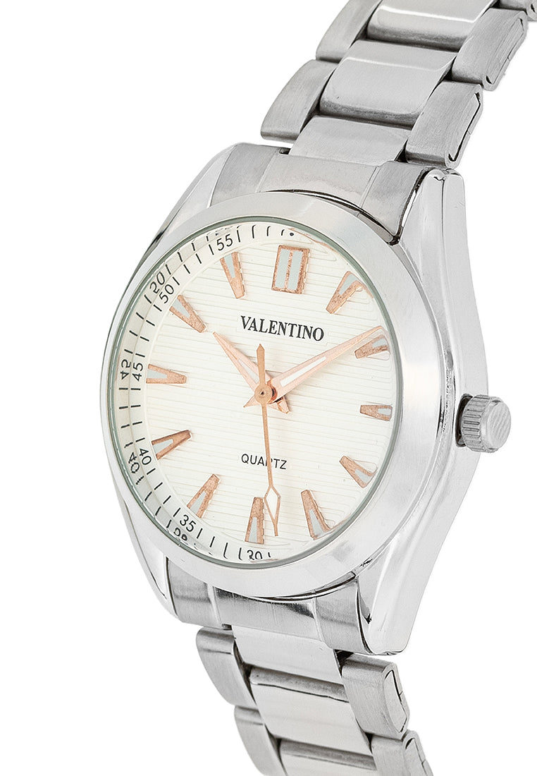 Valentino 20122459-WHITE DIAL - ROSE INDEX Stainless Steel Strap Analog Watch for Women-Watch Portal Philippines