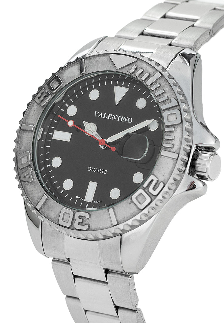 Valentino 20122465-BLACK DIAL Stainless Steel Strap Analog Watch for Men-Watch Portal Philippines