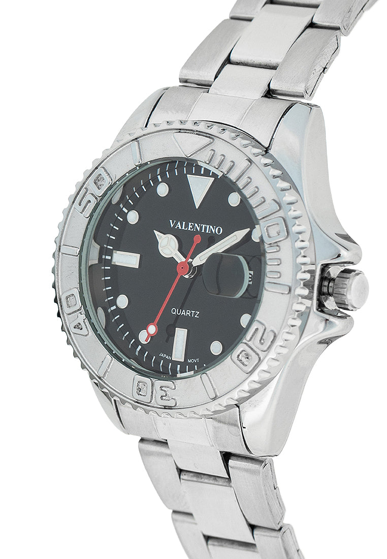 Valentino 20122466-BLACK DIAL Stainless Steel Strap Analog Watch for Women-Watch Portal Philippines