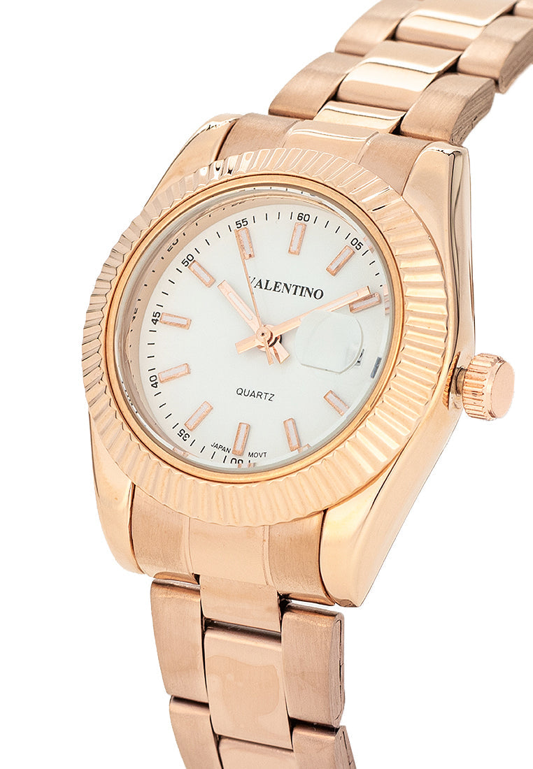 Valentino 20122468-ROSE - WHITE DIAL Stainless Steel Strap Analog Watch for Women-Watch Portal Philippines