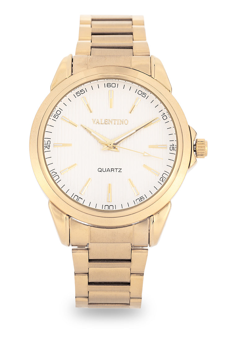 Valentino 20122503-GOLD-WHITE DIAL Analog Stainless Steel Strap Watch for Men-Watch Portal Philippines