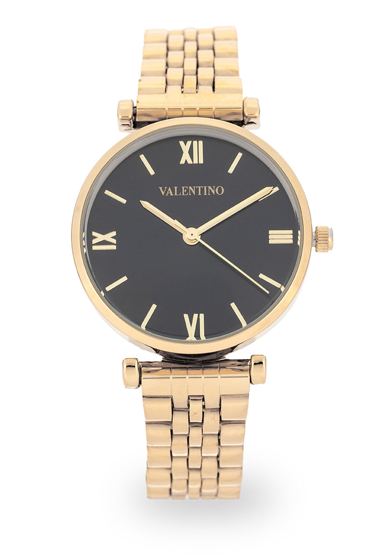 Valentino 20122513-BLACK DIAL Analog Stainless Steel Strap Watch for Women-Watch Portal Philippines