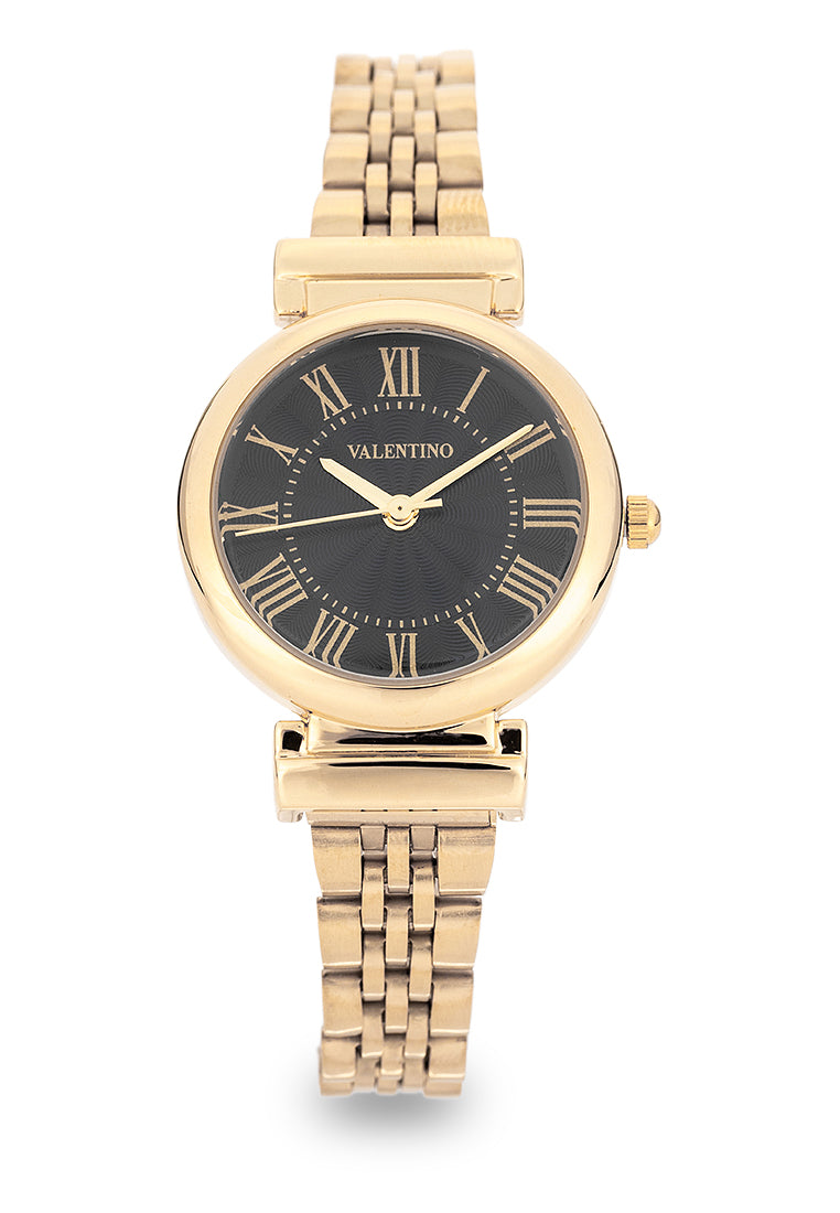 Valentino 20122518-BLACK DIAL Analog Stainless Steel Strap Watch for Women-Watch Portal Philippines