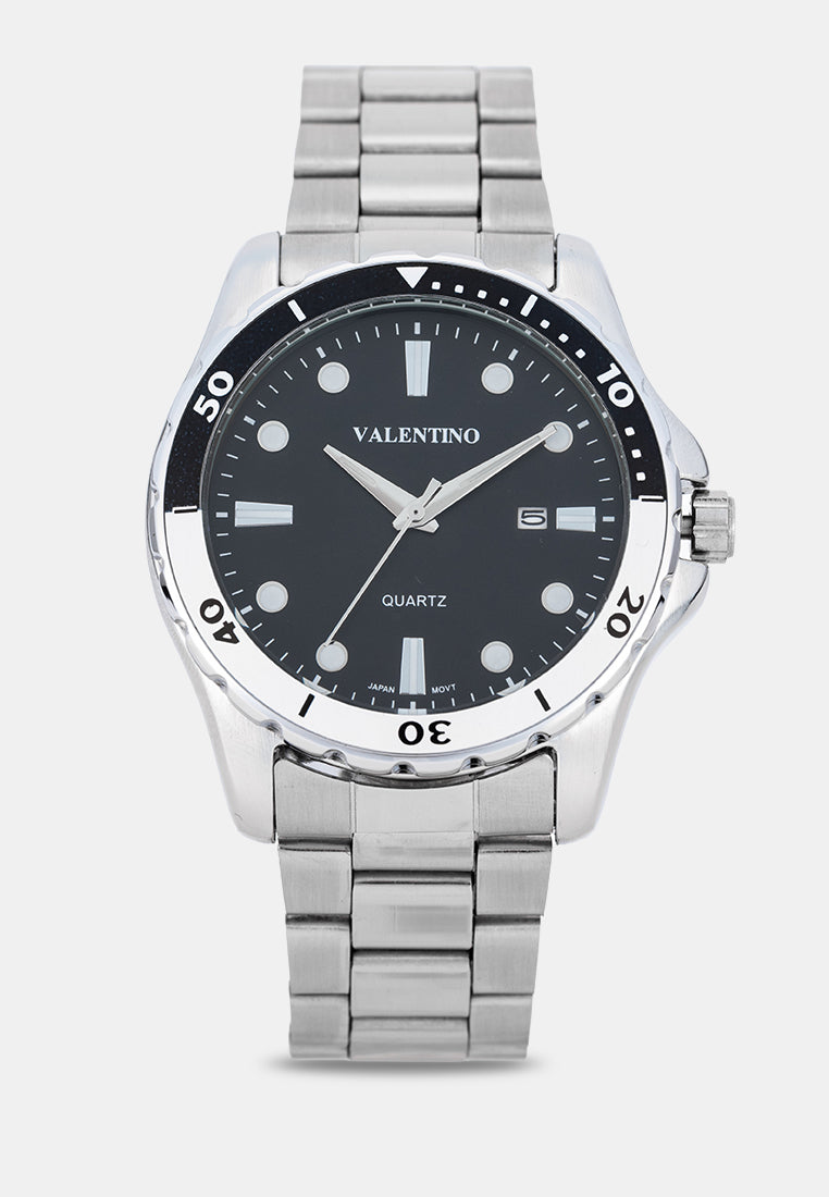 Valentino 20122572-BLACK DIAL Analog Stainless Band Watch for Men-Watch Portal Philippines