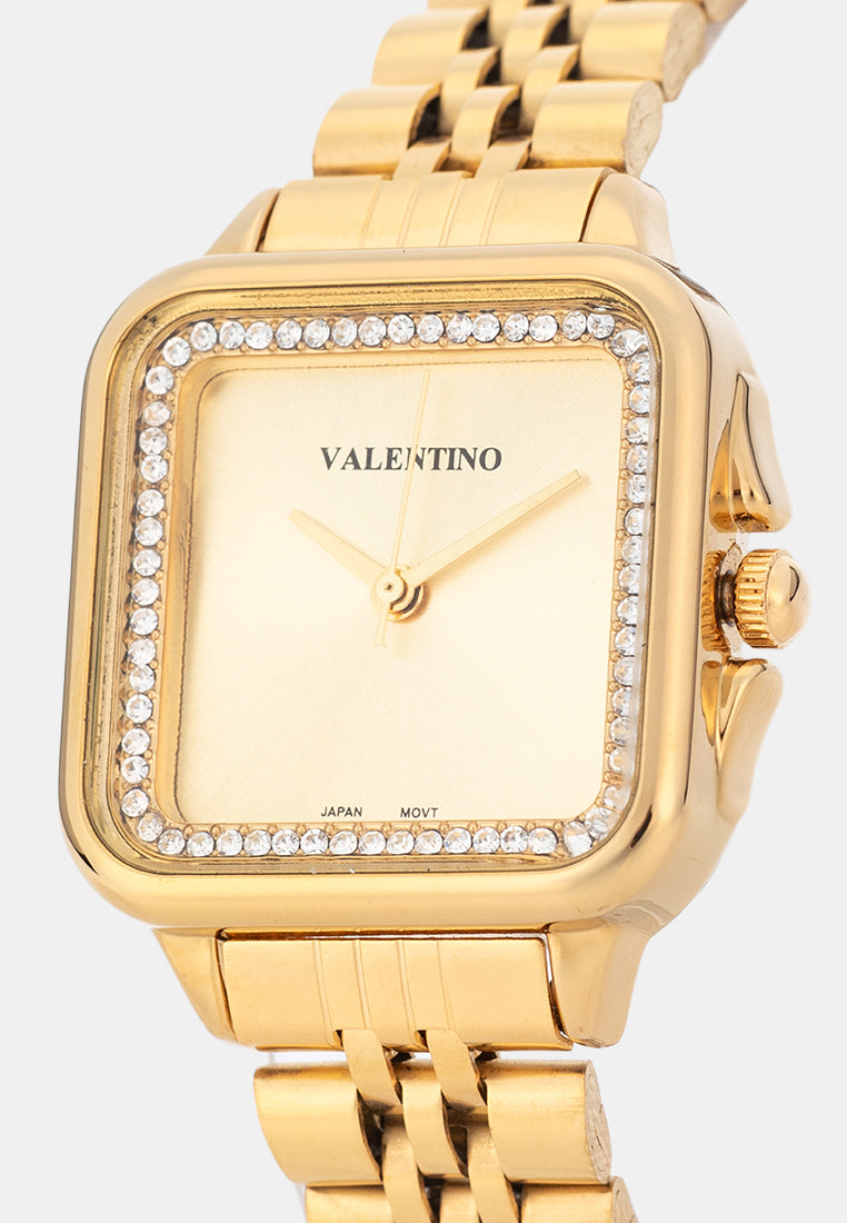 Valentino 20122573-GOLD-GOLD DIAL Analog Stainless Band Watch for Women-Watch Portal Philippines