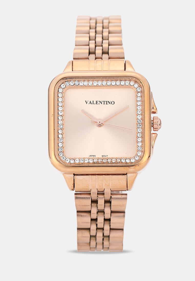 Valentino 20122574-ROSE-ROSE DIAL Analog Stainless Band Watch for Women-Watch Portal Philippines