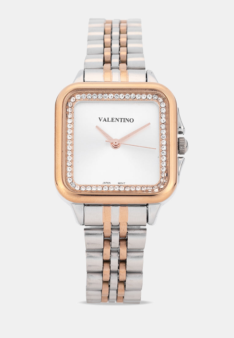 Valentino 20122574-TWO TONE-SILVER DIAL Analog Stainless Band Watch for Women-Watch Portal Philippines