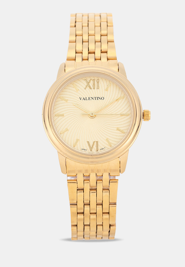 Valentino 20122576-GOLD-GOLD DIAL Analog Stainless Band Watch for Women-Watch Portal Philippines
