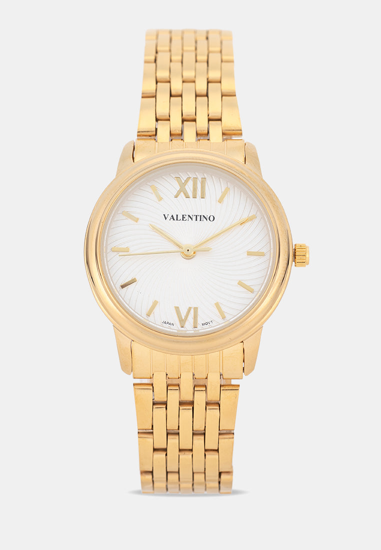 Valentino 20122576-GOLD-WHITE DIAL Analog Stainless Band Watch for Women-Watch Portal Philippines