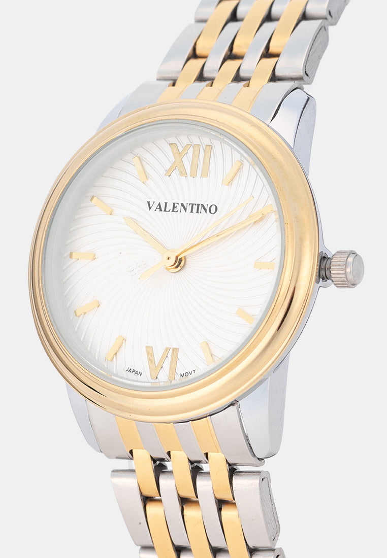 Valentino 20122576-TWO TONE-WHITE DIAL Analog Stainless Band Watch for Women-Watch Portal Philippines