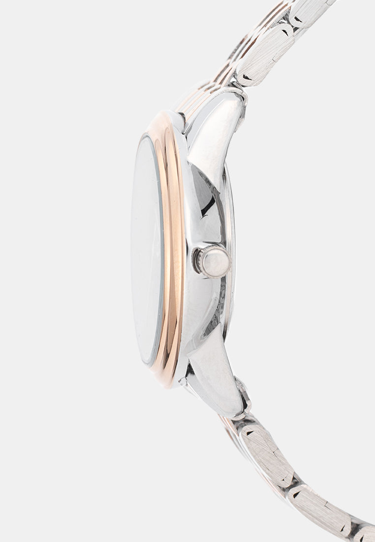 Valentino 20122577-TWO TONE-BLACK DIAL Analog Stainless Band Watch for Women-Watch Portal Philippines