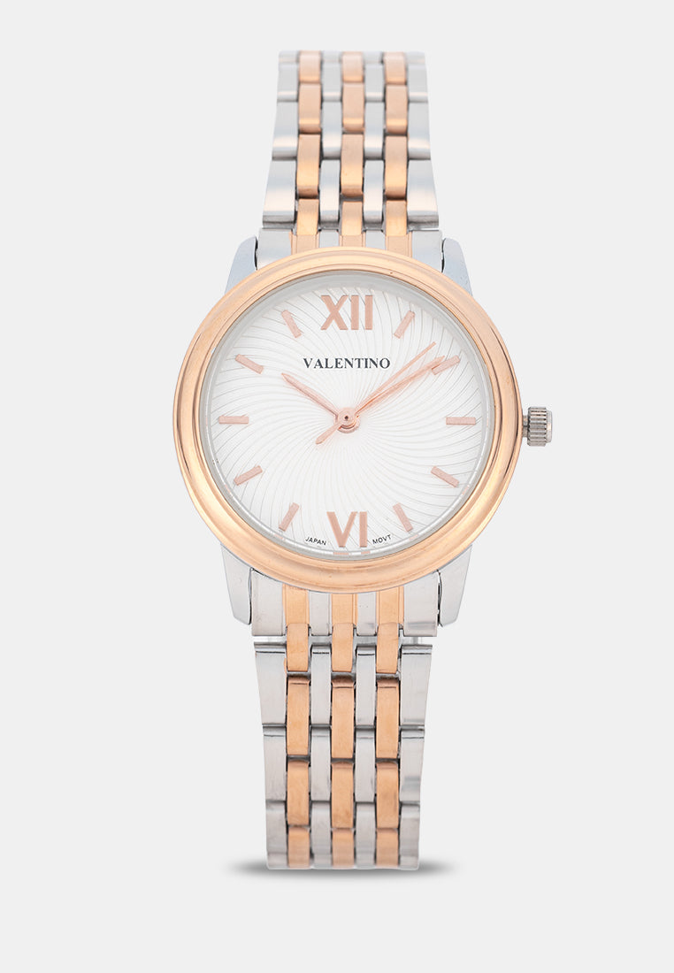Valentino 20122577-TWO TONE-WHITE DIAL Analog Stainless Band Watch for Women-Watch Portal Philippines