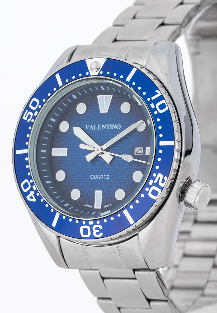 Valentino 20122581-BLUE DIAL Analog Stainless Band Watch for Men-Watch Portal Philippines