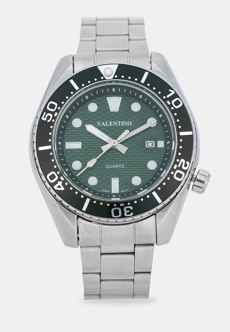 Valentino 20122581-GREEN DIAL Analog Stainless Band Watch for Men-Watch Portal Philippines