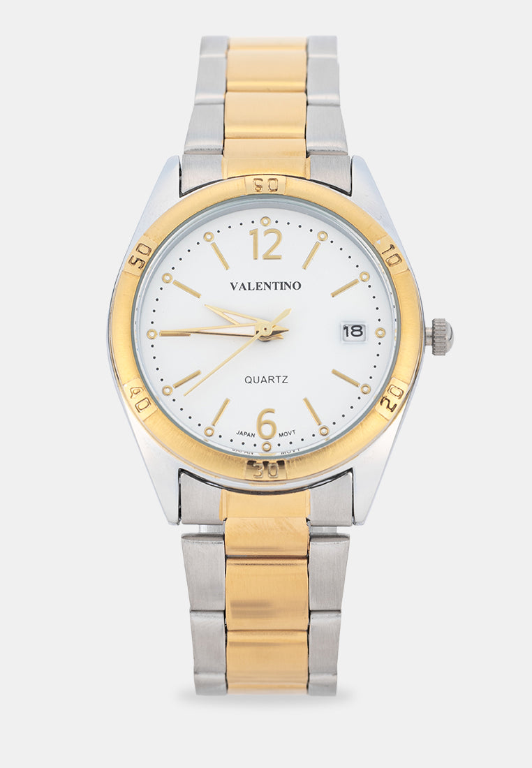 Valentino 20122582-TWO TONE-WHITE DIAL Analog Stainless Band Watch for Women-Watch Portal Philippines